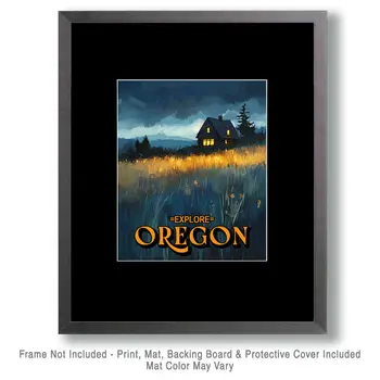 Stormy Night - Oregon Souvenir Home Decor Wall Art Prints – 8″x10″ Artwork for 11″x14″ Frame