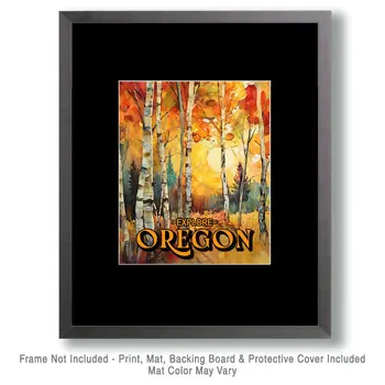 Aspen Morning - Oregon Souvenir Home Decor Wall Art Prints – 8″x10″ Artwork for 11″x14″ Frame