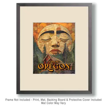 Full Moon - Oregon Souvenir Home Decor Wall Art Prints – 8″x10″ Artwork for 11″x14″ Frame