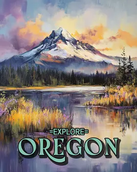 Mountain View - Oregon Souvenir Home Decor Wall Art Prints – 8″x10″ Artwork for 11″x14″ Frame