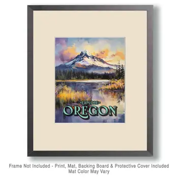 Mountain View - Oregon Souvenir Home Decor Wall Art Prints – 8″x10″ Artwork for 11″x14″ Frame