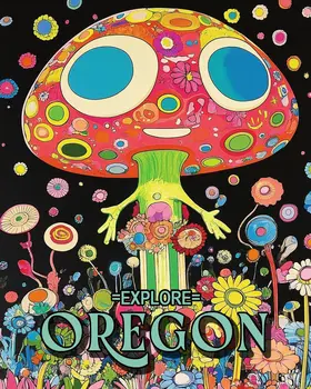 Happy Mushroom - Oregon Souvenir Home Decor Wall Art Prints – 8″x10″ Artwork for 11″x14″ Frame