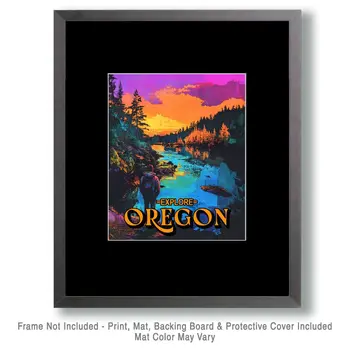 Long Trip - Oregon Souvenir Home Decor Wall Art Prints – 8″x10″ Artwork for 11″x14″ Frame