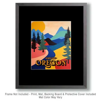 Pop Art Scene - Oregon Souvenir Home Decor Wall Art Prints – 8″x10″ Artwork for 11″x14″ Frame