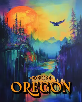 Eagle on High - Oregon Souvenir Home Decor Wall Art Prints – 8″x10″ Artwork for 11″x14″ Frame