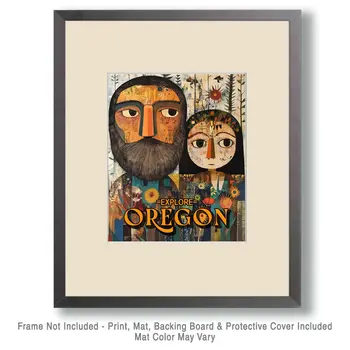 Back-Woods Couple - Oregon Souvenir Home Decor Wall Art Prints – 8″x10″ Artwork for 11″x14″ Frame