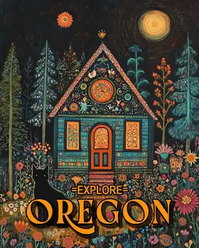 Cottage at Night - Oregon Souvenir Home Decor Wall Art Prints – 8″x10″ Artwork for 11″x14″ Frame