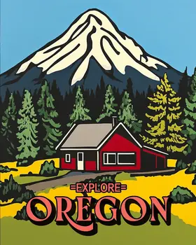 Red House - Oregon Souvenir Home Decor Wall Art Prints – 8″x10″ Artwork for 11″x14″ Frame