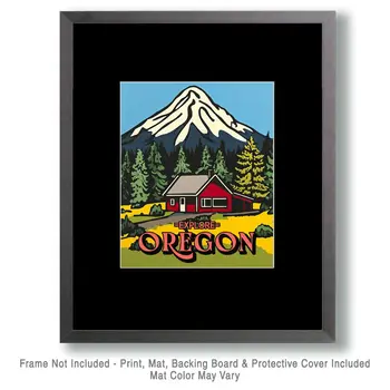 Red House - Oregon Souvenir Home Decor Wall Art Prints – 8″x10″ Artwork for 11″x14″ Frame