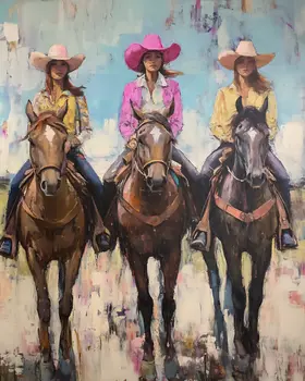 Three Cowgirls #1 - Wall Art Print - Coastal Cowgirl Couture - 8"x10" Artwork - 11"x14" Matte