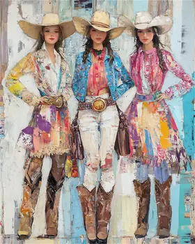 Three Cowgirls #2 - Wall Art Print - Coastal Cowgirl Couture - 8"x10" Artwork - 11"x14" Matte
