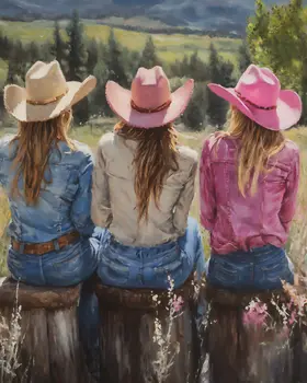 Three Cowgirls #3 - Wall Art Print - Coastal Cowgirl Couture - 8"x10" Artwork - 11"x14" Matte