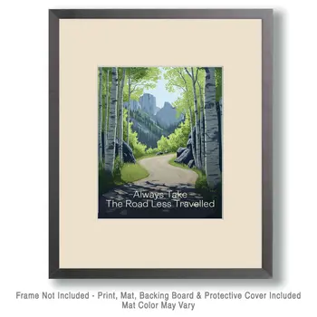 Road Less Traveled - Motivational Art Prints Wall Art Prints - 8"x10" Art Print for 11"x14" Frame
