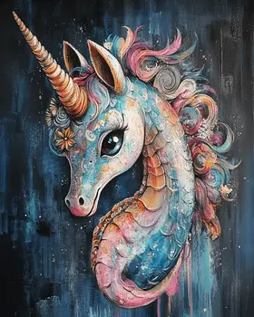 Unicorn Seahorse Wonderland - Wall Art Print - Ocean Seaside Beachcore - 8"x10" Artwork - 11"x14" Matte
