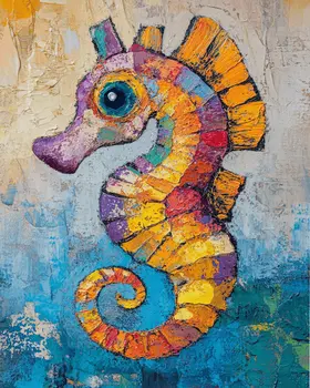 Impressionist Seahorse - Wall Art Print - Ocean Seaside Beachcore - 8"x10" Artwork - 11"x14" Matte