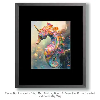 Neo-Pop Seahorse - Wall Art Print - Ocean Seaside Beachcore - 8"x10" Artwork - 11"x14" Matte