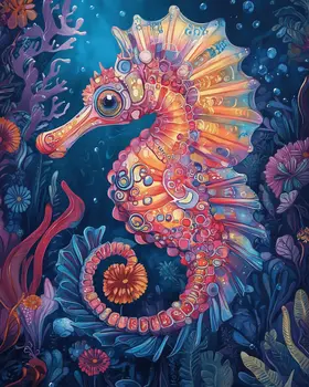 Enchanted Seahorse - Wall Art Print - Ocean Seaside Beachcore - 8"x10" Artwork - 11"x14" Matte