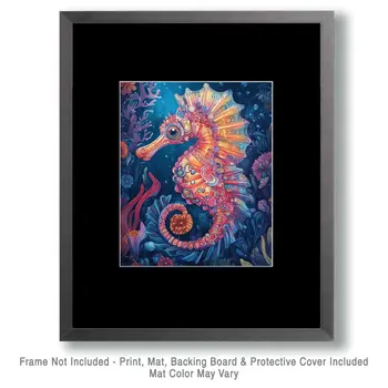 Enchanted Seahorse - Wall Art Print - Ocean Seaside Beachcore - 8"x10" Artwork - 11"x14" Matte
