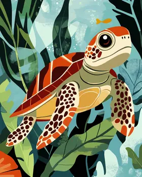 Baby Sea Turtle - Wall Art Print - Ocean Seaside Beachcore - 8"x10" Artwork - 11"x14" Matte
