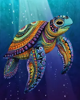 Sunray Sea Turtle - Wall Art Print - Ocean Seaside Beachcore - 8"x10" Artwork - 11"x14" Matte