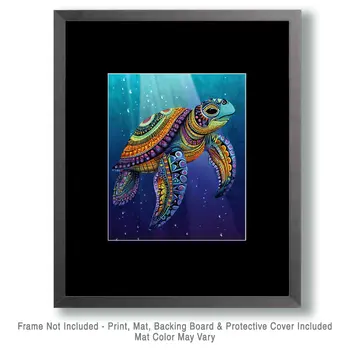 Sunray Sea Turtle - Wall Art Print - Ocean Seaside Beachcore - 8"x10" Artwork - 11"x14" Matte