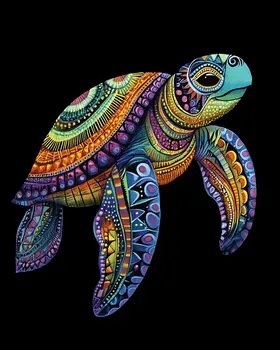 Mezo Sea Turtle - Wall Art Print - Ocean Seaside Beachcore - 8"x10" Artwork - 11"x14" Matte