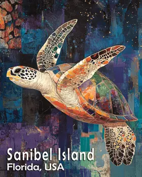 Name Drop - Sanibel Island - Wall Art Print - Ocean Seaside Beachcore - 8"x10" Artwork - 11"x14" Matte