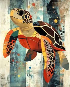 Enchanted Sea Turtle - Wall Art Print - Ocean Seaside Beachcore - 8"x10" Artwork - 11"x14" Matte