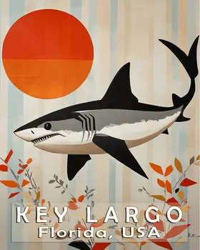 Name Drop - Key Largo - Wall Art Print - Ocean Seaside Beachcore - 8"x10" Artwork - 11"x14" Matte