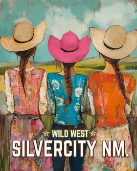 Three Cowgirls - New Mexico Souvenir Home Decor Wall Art Prints – 8″x10″ Artwork – 11″x14″ Mat