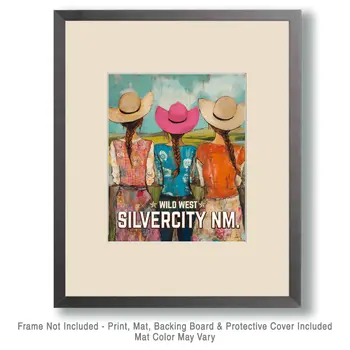 Three Cowgirls - New Mexico Souvenir Home Decor Wall Art Prints – 8″x10″ Artwork – 11″x14″ Mat
