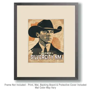 Gentleman Cowboy - New Mexico Souvenir Home Decor Wall Art Prints – 8″x10″ Artwork – 11″x14″ Mat