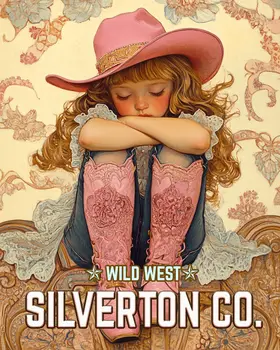 Tired Little Cowgirl - Colorado Souvenir Home Decor Wall Art Prints – 8″x10″ Artwork – 11″x14″ Mat