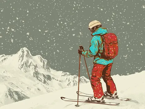 Vintage Skier Before 8"x10" Wall Art Print - Mowbi's Ski & Snowboard Collection
