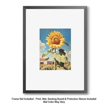 Flowering Desert Cactus with Pink Flowers 8"x10" Floral Art Print for 11"x14" Frame