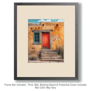 Adobe House - Western and Southwestern Home Decor Wall Art Prints – 8″x10″ Artwork – 11″x14″ Matte
