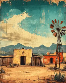 Vintage Style Ranch - Western and Southwestern Home Decor Wall Art Prints – 8″x10″ Artwork – 11″x14″ Matte
