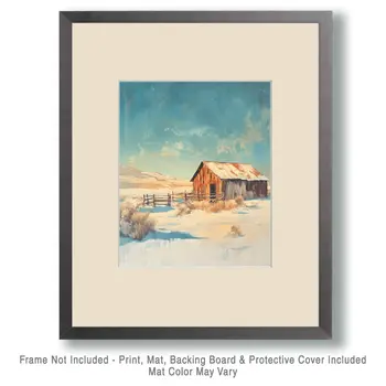A Winter Day on the Texas Plains - Western and Southwestern Home Decor Wall Art Prints – 8″x10″ Artwork – 11″x14″ Matte