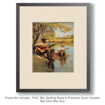 Learning Guitar From the Best - Western and Southwestern Home Decor Wall Art Prints – 8″x10″ Artwork – 11″x14″ Matte