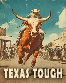 Texas Tough - Cowboy - Western and Southwestern Home Decor Wall Art Prints – 8″x10″ Artwork – 11″x14″ Matte