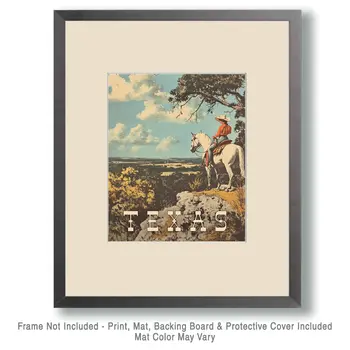 Texas Poster - Western and Southwestern Home Decor Wall Art Prints – 8″x10″ Artwork – 11″x14″ Matte
