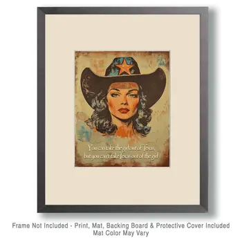 Texas Girl - Western and Southwestern Home Decor Wall Art Prints – 8″x10″ Artwork – 11″x14″ Matte