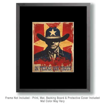 In Texas, We Trust - Western and Southwestern Home Decor Wall Art Prints – 8″x10″ Artwork – 11″x14″ Matte
