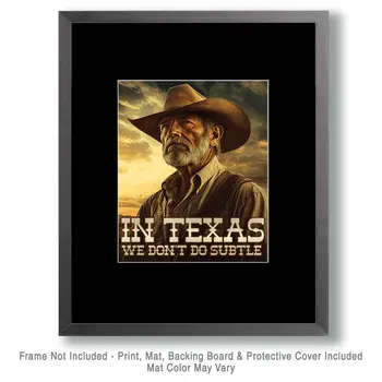 In Texas, We Don't Do Subtle - Western and Southwestern Home Decor Wall Art Prints – 8″x10″ Artwork – 11″x14″ Matte