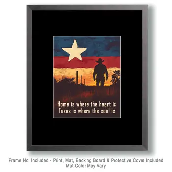 Texas Heart and Soul - Western and Southwestern Home Decor Wall Art Prints – 8″x10″ Artwork – 11″x14″ Matte