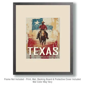 Texas Legends - Western and Southwestern Home Decor Wall Art Prints – 8″x10″ Artwork – 11″x14″ Matte