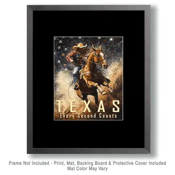Texas - Every Second Counts - Western and Southwestern Home Decor Wall Art Prints – 8″x10″ Artwork – 11″x14″ Matte