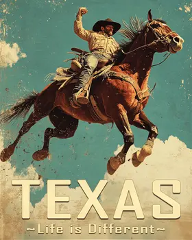 Texas - Life is Different - Western and Southwestern Home Decor Wall Art Prints – 8″x10″ Artwork – 11″x14″ Matte