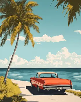 Vintage Florida Keys Poster - Wall Art Print - Ocean Seaside Beachcore - 8"x10" Artwork - 11"x14" Matte