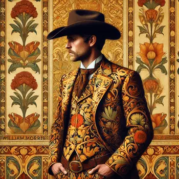 Art Nouveau Gentleman Cowboy - Wall Art Print - Western Art - 8"x8" Artwork - 12"x12" Matte